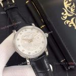 Patek Philippe Calatrava Diamond Watch - SS Black Leather Band